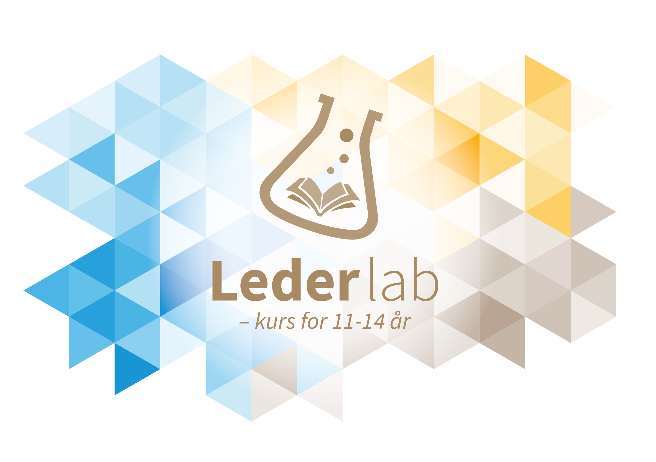 Logo av teksten lederlab med illustrasjon av reagensglass og ulike farger